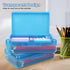 Large Capacity Plastic Pencil Box, Double Layer Pencil Case for Kids and Adults, Hard Crayon Box Storage (Blue)