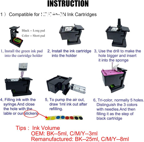 COCADEEX 500ml Ink Refill Kit Compatible with PG-275 CL-276 PG-245 CL-246 Ink Cartridges