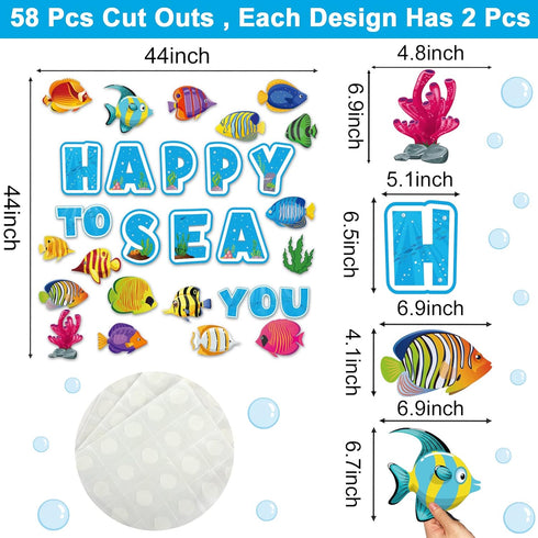 Fish Cutouts Tropical Fish Classroom Bulletin Board Decorations Fishing Ocean Themed Birthday Party Supplies for Toddler Kids Students Classroom by party greeting