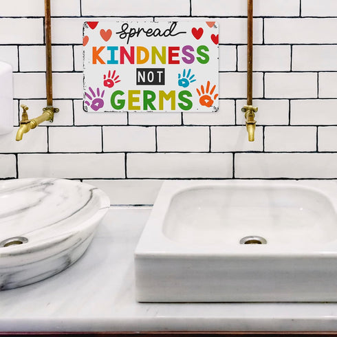 Spread Kindness Not Microbes Be Kind Poster - Motivational Classroom Decor, Health Posters for School Nurse Office Wall