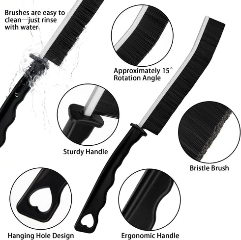 2-Pack Hard Bristle Crevice Brushes for Gap & Grout Cleaning