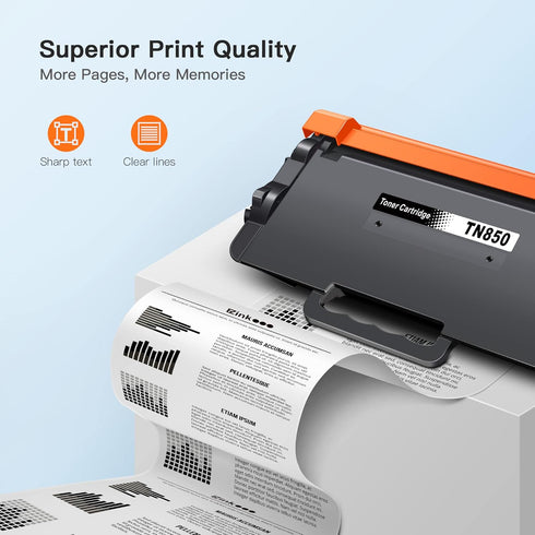 E-Z Ink Compatible TN850 Toner Cartridge Replacement for Brother TN-850 TN820 TN-820 (Black, 2 Pack for MFC-L5800DW
