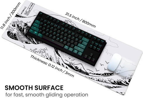 Long Gaming Mouse Pad 31.5 x 11.8 inches, Extended Anime Mouse Mat with Non-Slip Base for Gaming and Office