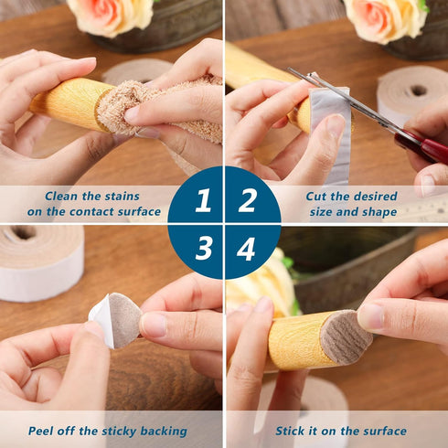 Felt Strips with Adhesive Backing, 2 Packs Non Slip Furniture Pads, Felt Tape for Protecting Hardwood Floors (120 x 1 x