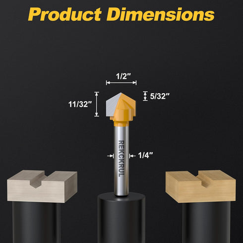 120-Degree 1/4" 1/2" V Groove Router Bit, Shank, Cutting Diameter, Carbide Tip Woodworking CNC Engraving Bit for Sign