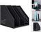 Leven Collapsible Magazine File Holder, Desk Organizer with 3 Vertical Compartments, Dark Grey