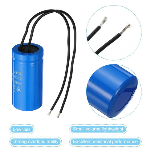 PATIKIL CD60 Run Capacitor: 100uF 250VAC 2 Wires for Motor Starting in Air Compressor - 50/60Hz