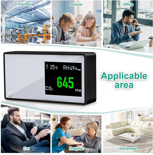 Air Quality Monitor: 3 in 1 Carbon Dioxide Detector, Portable NDIR Sensor CO2 Monitor for Home