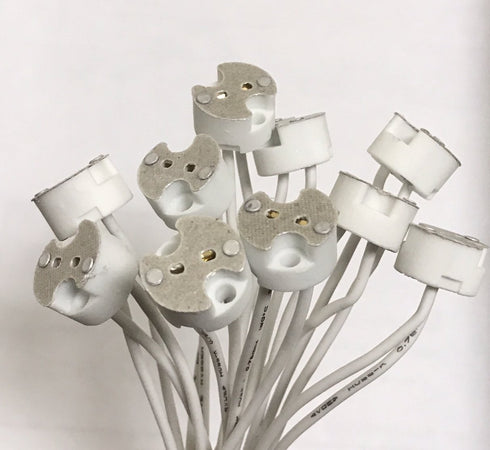 10 Pack Bioluz LED MR16 Socket, GU5.3 Socket, LED Halogen Lamp Ceramic Wire Connector Base Adapter