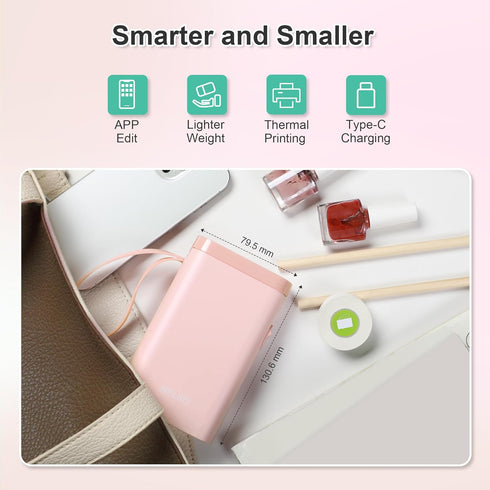 Label Maker Machine with Tape - P21 Portable Bluetooth Printer, Mini Label Maker for Organizing Storage (Pink)