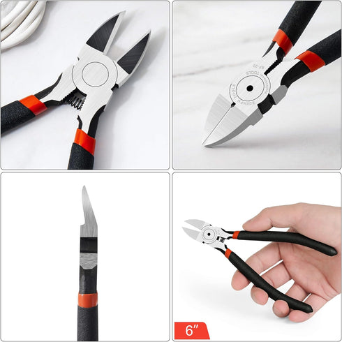 BOENFU Heavy Duty Wire Cutters 6 Inches, 2 Pack Flush Cut Pliers for Crafting, Floral, and Electrical Use