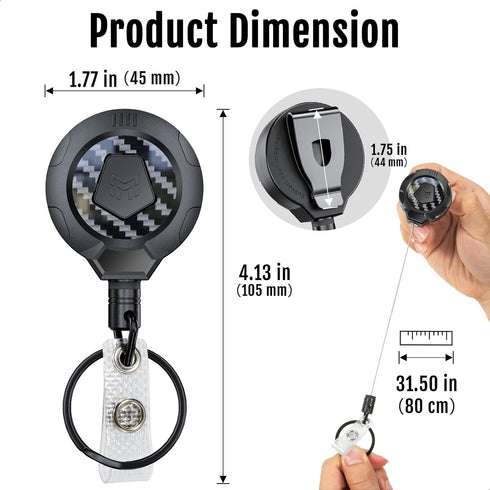MNGARISTA Upgraded Heavy Duty Retractable Keychain with Belt Clip, 10 OZ Retraction, 2 Pack