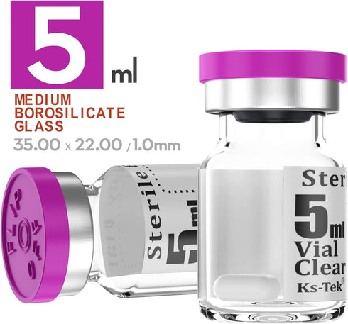 Sterile Empty Vials with Self Healing Injection Port,with Flip Off Aluminum Cap,Sterile Package (5ml,10)