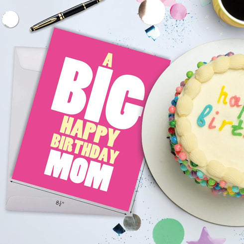 NobleWorks - 1 Large Birthday Greeting Card (8.5 x 11 Inch) - Fun Bday Celebration, Big Happy Birthday Mom