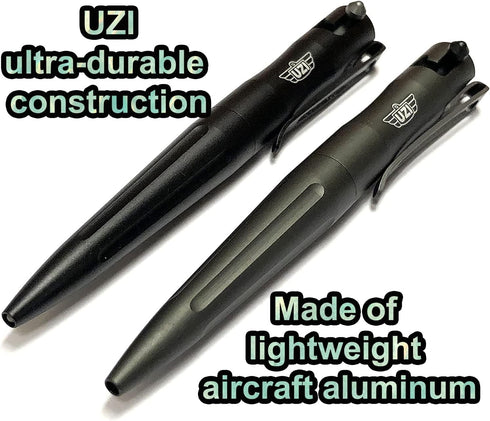 UZI Tactical Bolt Action Pen, Ultra Durable Aircraft Aluminum Ballpoint Writing Tactical Pen in Gun Metal