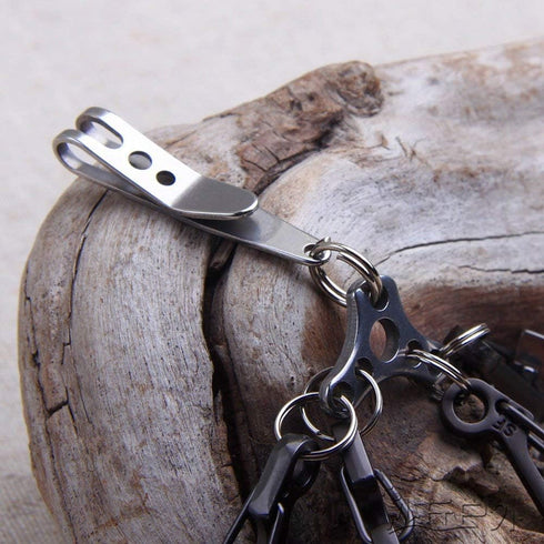 Multi-Purpose Pocket Clip Nano Knife, 2 Pack, Stainless Steel Suspension Clips for Keys, Flashlights, Knives