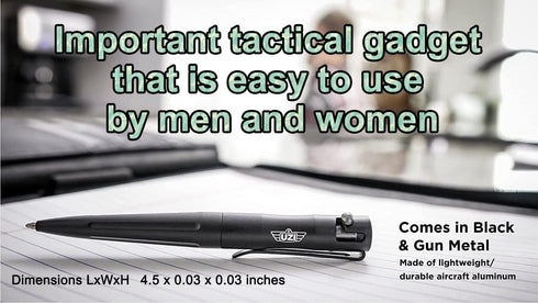 UZI Tactical Bolt Action Pen, Ultra Durable Aircraft Aluminum Ballpoint Writing Tactical Pen in Gun Metal