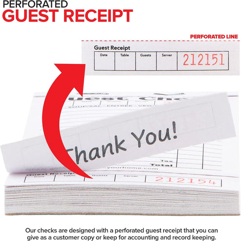 (20 Pack) 1000 Stock Your Home Black+White Guest Check Books for Servers Server Note Pads, Waiter Checkbook, Food