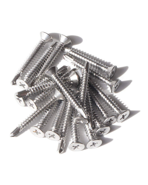 25pcs #14 x 1-1/2" Stainless Flat Head Phillips Self Drilling Screws, 410 Stainless Steel