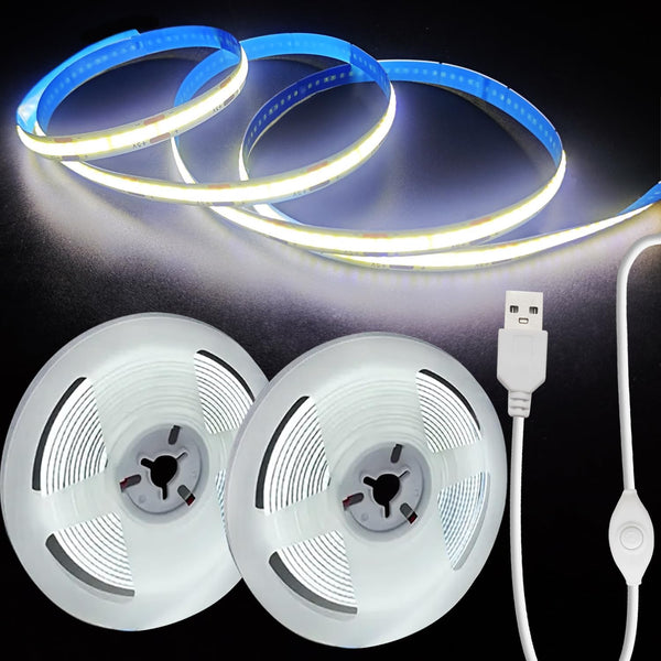 ZSLAIFU 5V LED Strip Lights, White USB LED Light Strip, 2Pack 3.28FT