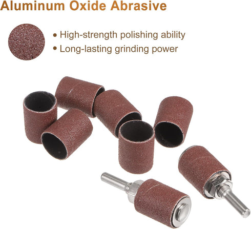 uxcell 30 Pcs 3/4 Inch Sanding Sleeves Sandpaper Set, 120 Grit with 2 Pcs 0.79 Inch Drum Mandrels for Rotary Tools