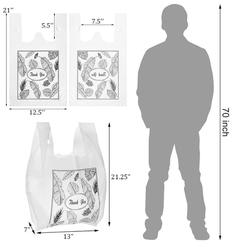 Yesland 500 Pack 13 7 21 Inch Plastic Bags with Handles, Clear Thank You Plastic Grocery Bags Shopping Bag, X X