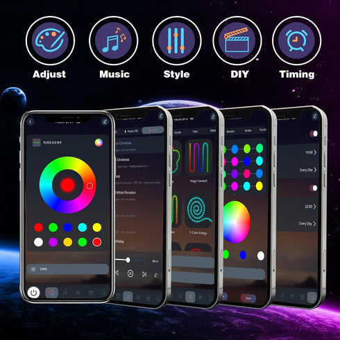 50ft 200+ IP67 KSIPZE Permanent Outdoor Lights for House, Smart RGB+IC Eaves LED Lights with App & Button Control