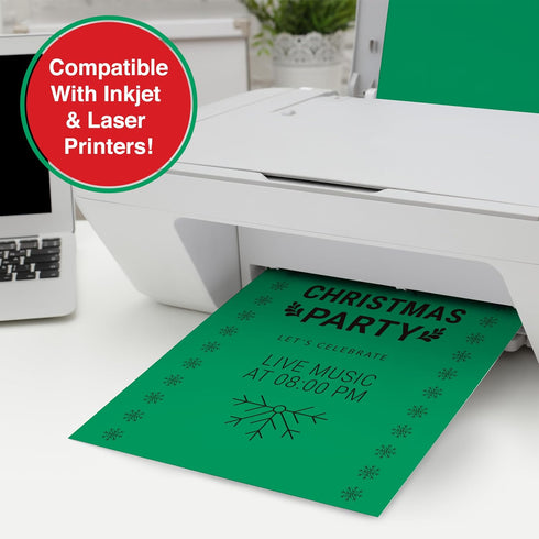 8.5" 11" 100 24 lb/89 (00575) Crafted by PrintWorks Christmas Paper x - Sheets - Red and Green Paper - Ideal for School