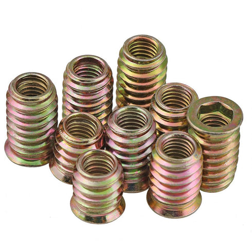 100pcs Threaded Inserts for Wood, Screw in Nut Fastener Connector, Steel Hex Drive Nut Inserts for Home Office Furniture (Gold, 1/4"-20 x25mm)