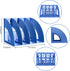 KXF Plastic Blue File Organizer for A4 Documents, Office Desktop Storage with 4 Compartments, 82mm Wide