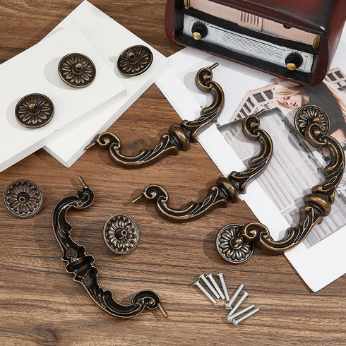 4 Sets 5.91" SUPERFINDINGS Vintage Bail Pull Handles Hole Spacing Center Antique Bronze Drawer Handles Alloy Drop Pulls
