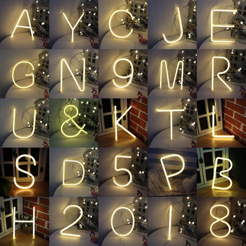 ENUOLI Warm White Letters Neon Night Light LED Alphabet Marquee Light Neon Letters Sign Decorative Words Light