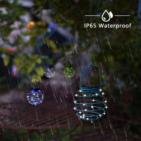 Solar Spiral LED Lanterns, Solar Garden Lights Outdoor Decorative Hanging Lights, Waterproof Pendant Light for Garden
