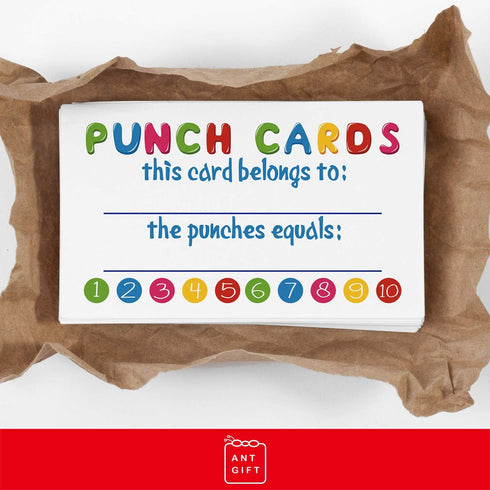 Incentive Cards - 50 Rewards Punch Cards for Kids, Students, Teachers, Classroom, Small Business, Reading Awards