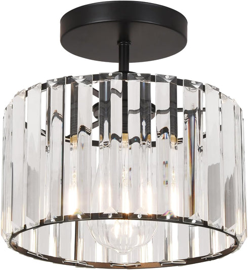 Decoluminner Crystal Ceiling Light Semi Flush Mount Ceiling Light Crystal Chandelier Hallway Light