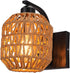 1Pack lobolighting Boho Rattan Wall Sconces Hardwired Hand-Woven Farmhouse Wall Lamps Indoor Rustic Wall Mount Light