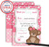 Teddy Bear Girl Themed Thank You Notes for Kids, 10 Fill In the Blank Cards with 10 White Envelopes by AmandaCreation