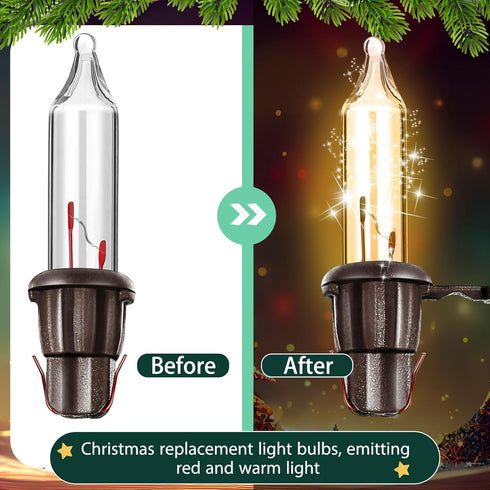 80 Count Bulbs Bulbs White,2.5Vx0.17A) Mudder Christmas Replacement Mini Light with Base Christmas Tree Incandescent