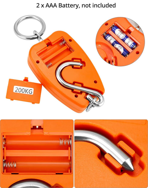 QWORK Hanging Weight Scale, 200kg/440lbs Digital Crane Scale, Aluminum Housing, LED Display.