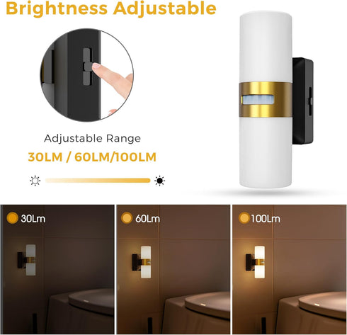 1PACK L LOHAS LED Motion Sensor Night Light, Rechargeable Battery Night Light, Cordless LED Wall Lights,Adjustment