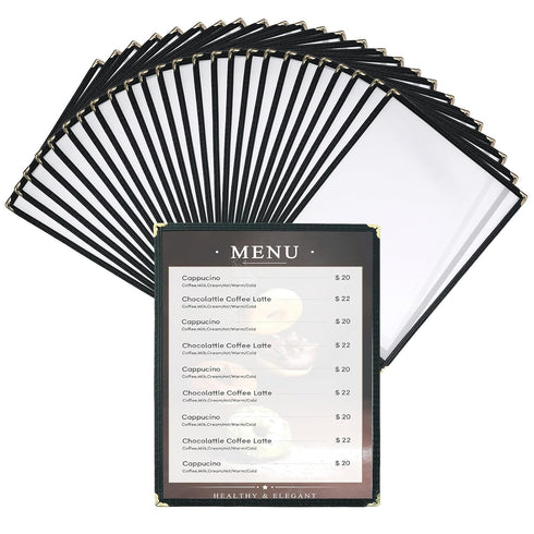 25 Pack 8.5 x 11 Inch Menu Covers, Various Style Menu Sleeves