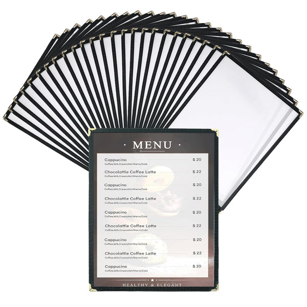25 Pack 8.5 x 11 Inch Menu Covers, Various Style Menu Sleeves
