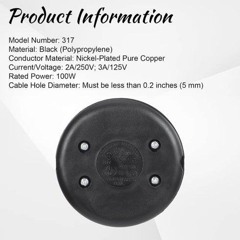Exircy 2-Pack Floor Foot Switch, Round Black Inline Foot Pedal Switch Step-on-Button Switches for Floor Lamp On-Off