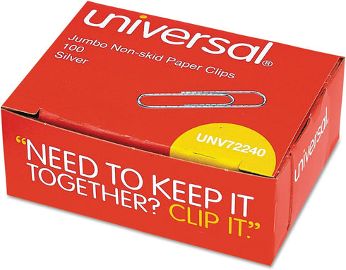 Universal 72240 Nonskid Paper Clips, Jumbo Wire, Silver, 1000/Pack