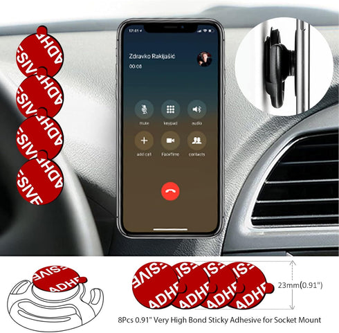 8 Pack 4 Pack Sticky Adhesive Compatible with Socket Mount Base, PKYAA Double-Sided Replacement Tape for Car Magnetic
