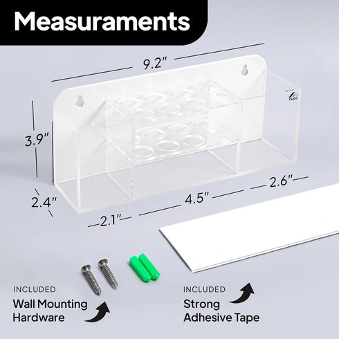 8-Slot Strong Magnetic Dry Erase Marker Holder for Whiteboard, Acrylic Pen Organizer with Glass and Wall Mount