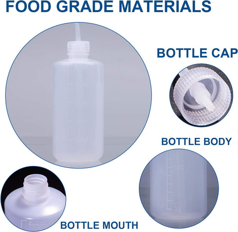 Wash Bottle, 3 Pack LDPE Squeeze Bottles, Safe Plastic Watering Bottle for Lab, Chemistry, Industry & Gardening