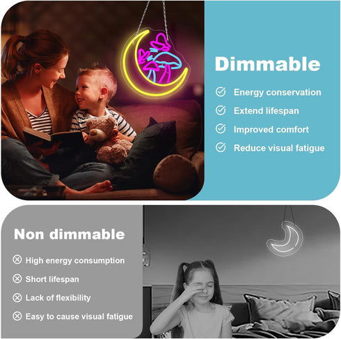 SERBASIC Dimmable,Cute (11.8x12) Moon Mushroom Neon Sign Neon Lights for Wall Decor USB Powered,Mushroom LED Light