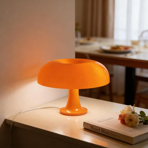 Dimmable 3 Mushroom Lamp Orange Mushroom Table Lamp with Lighting Modes, Charging LED Desk Lamp for Women's Gift Home