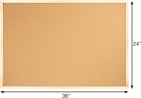 OWLKELA 24'' x 36'' Cork Board Bulletin Board, Wooden Framed Corkboard, Decorative Hanging Pin Board